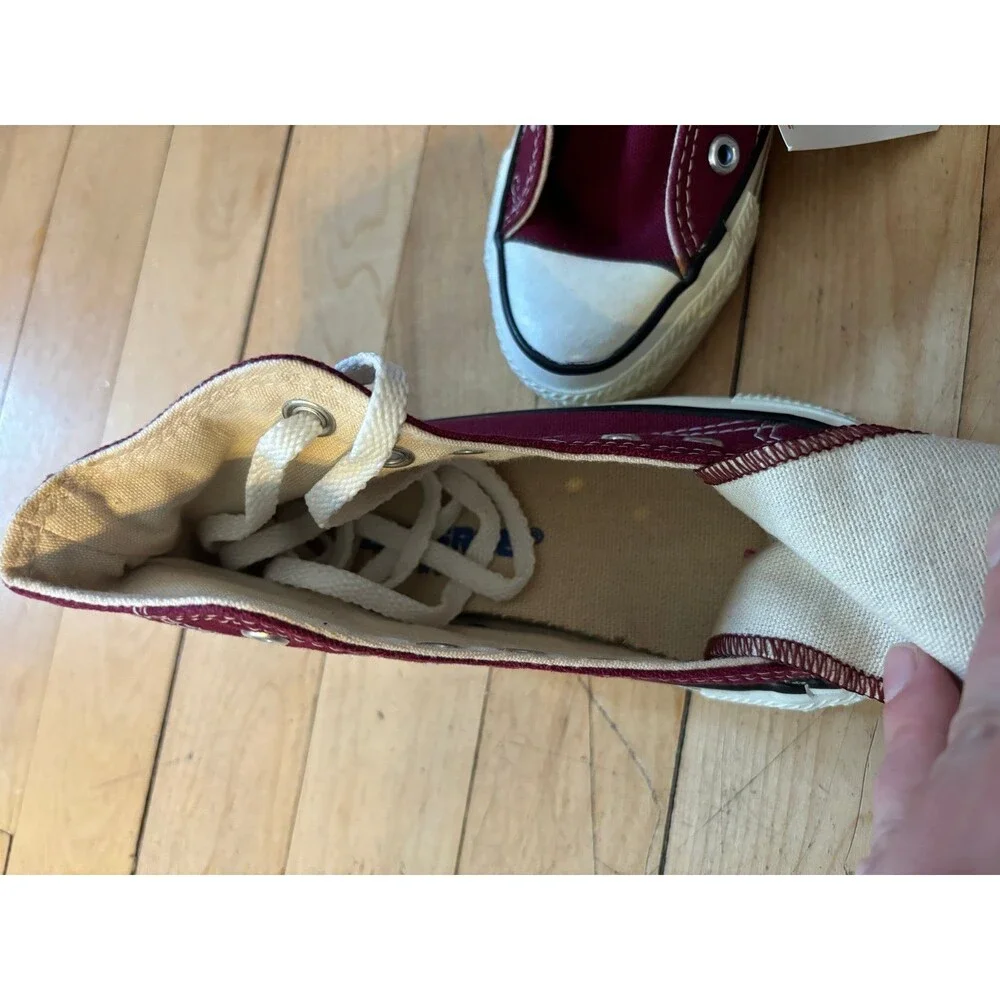 Vtg nwt Converse All Star Hi Top Sneakers Shoes burgundy red USA Made Youth 12